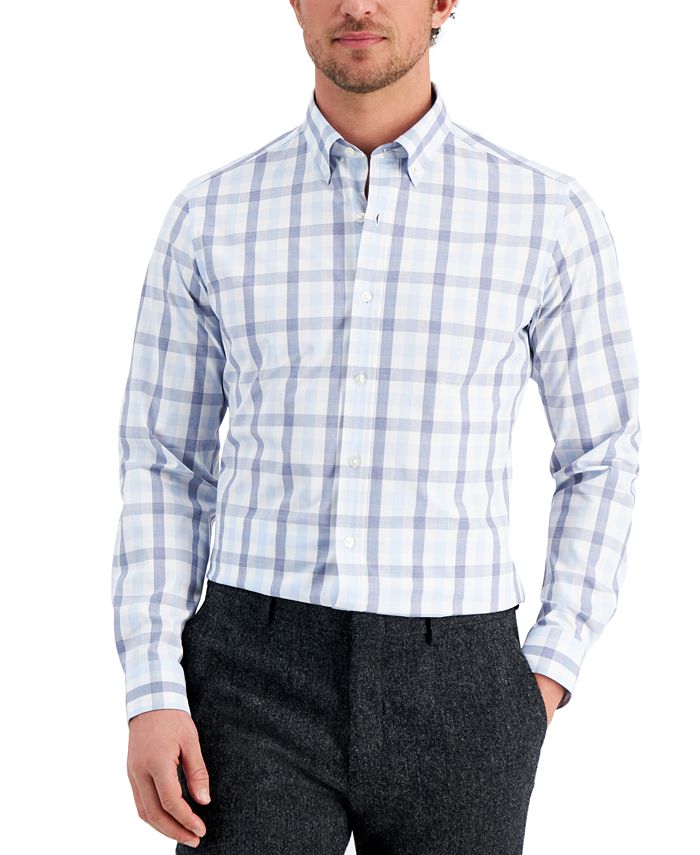 Camisa social masculina Club Room Slim Fit com elasticidade em 4 direções, azul, tamanho grande