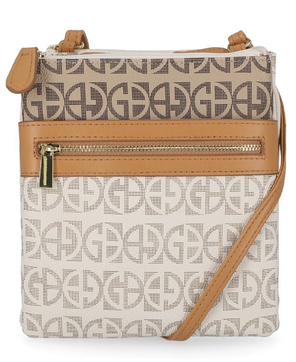 Bolsa transversal feminina Giani Bernini Dasher Signature bicolor marrom tamanho regular
