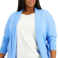 Cardigan feminino Alfani com frente aberta, azul, tamanho 0X