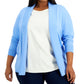 Cardigan feminino Alfani com frente aberta, azul, tamanho 0X