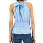 INC International Concepts Blusa feminina estilo smock cintura halter azul tamanho pequeno