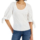 INC International Concept Top feminino com manga amarrada, branco, tamanho XX-G