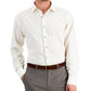 Camisa social masculina Alfani Regular Fit com elasticidade bidirecional em espinha de peixe, bege, tamanho 17 x 34 x 35