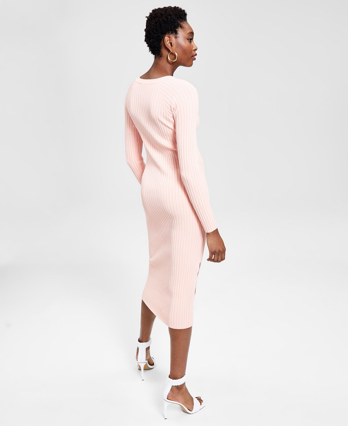 Vestido suéter canelado feminino INC International Concepts rosa tamanho M