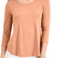JM Collection Blusa Túnica Feminina Manga 3/4 Lisa Laranja Tamanho Grande