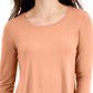 JM Collection Blusa Túnica Feminina Manga 3/4 Lisa Laranja Tamanho Grande