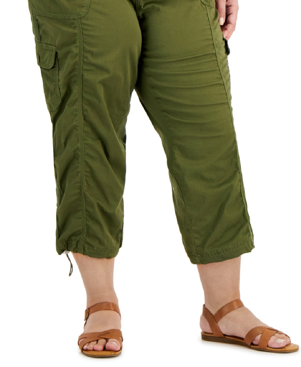 Calça Capri Feminina Estilo &amp; Co com Barra Bungee Verde Tamanho Pequeno