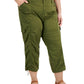 Calça Capri Feminina Estilo &amp; Co com Barra Bungee Verde Tamanho Pequeno