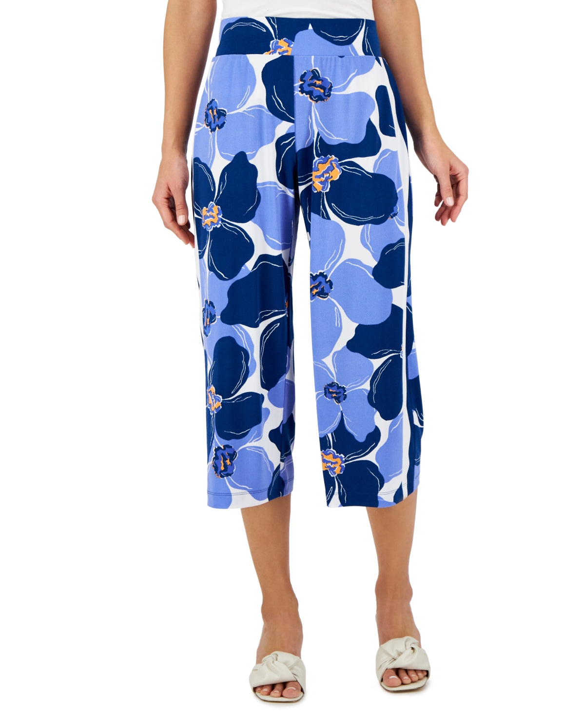 Calça Lounge Feminina com Estampa Floral JM Collection Azul Tamanho X-G
