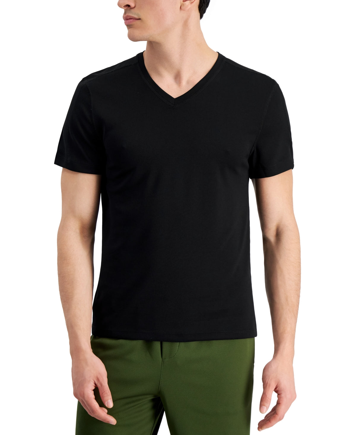 Camiseta masculina ID Ideology Birdseye Mesh com decote em V, preta, tamanho XXL