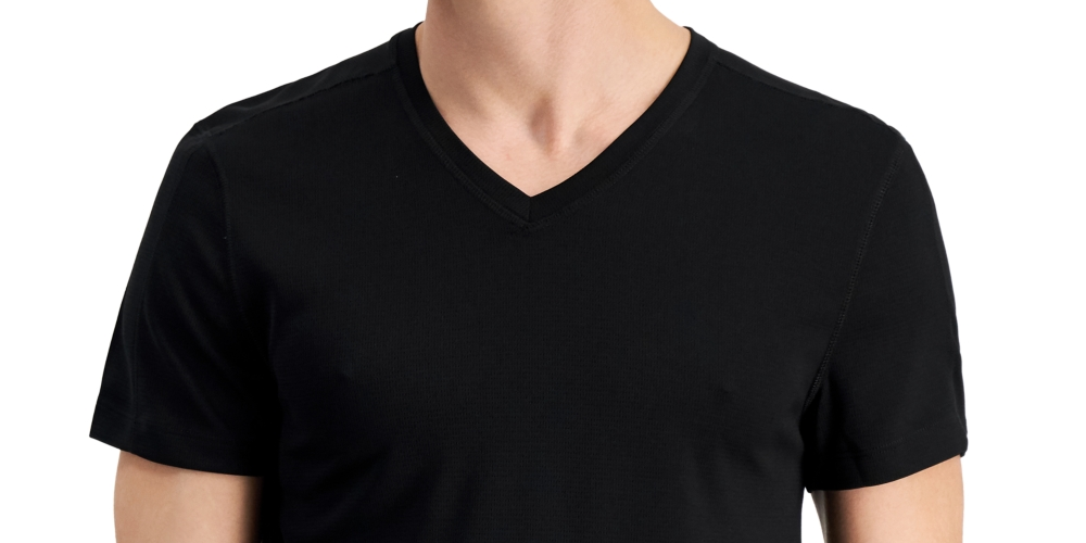 Camiseta masculina ID Ideology Birdseye Mesh com decote em V, preta, tamanho XXL