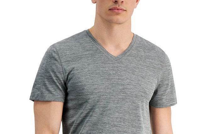 Camiseta masculina ID Ideology Birdseye Mesh com decote em V, cinza, tamanho pequeno