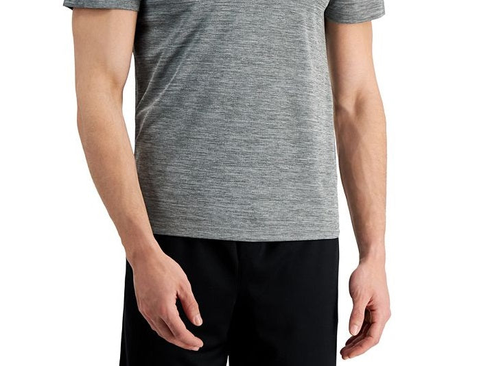 Camiseta masculina ID Ideology Birdseye Mesh com decote em V, cinza, tamanho pequeno