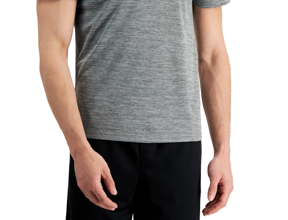 Camiseta masculina ID Ideology Birdseye Mesh com decote em V, cinza, tamanho pequeno