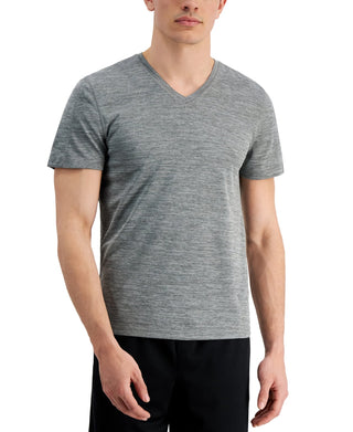 Camiseta masculina ID Ideology Birdseye Mesh com decote em V, cinza, tamanho pequeno