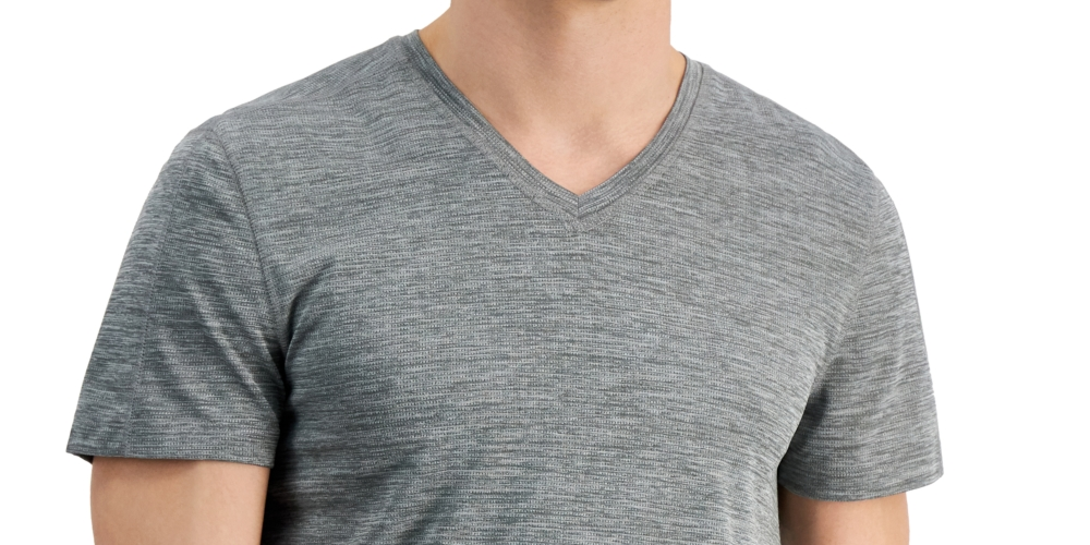 Camiseta masculina ID Ideology Birdseye Mesh com decote em V, cinza, tamanho pequeno