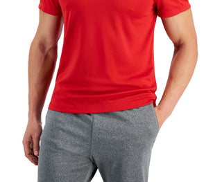 Camiseta masculina ID Ideology Birdseye Mesh com decote em V, vermelha, tamanho grande