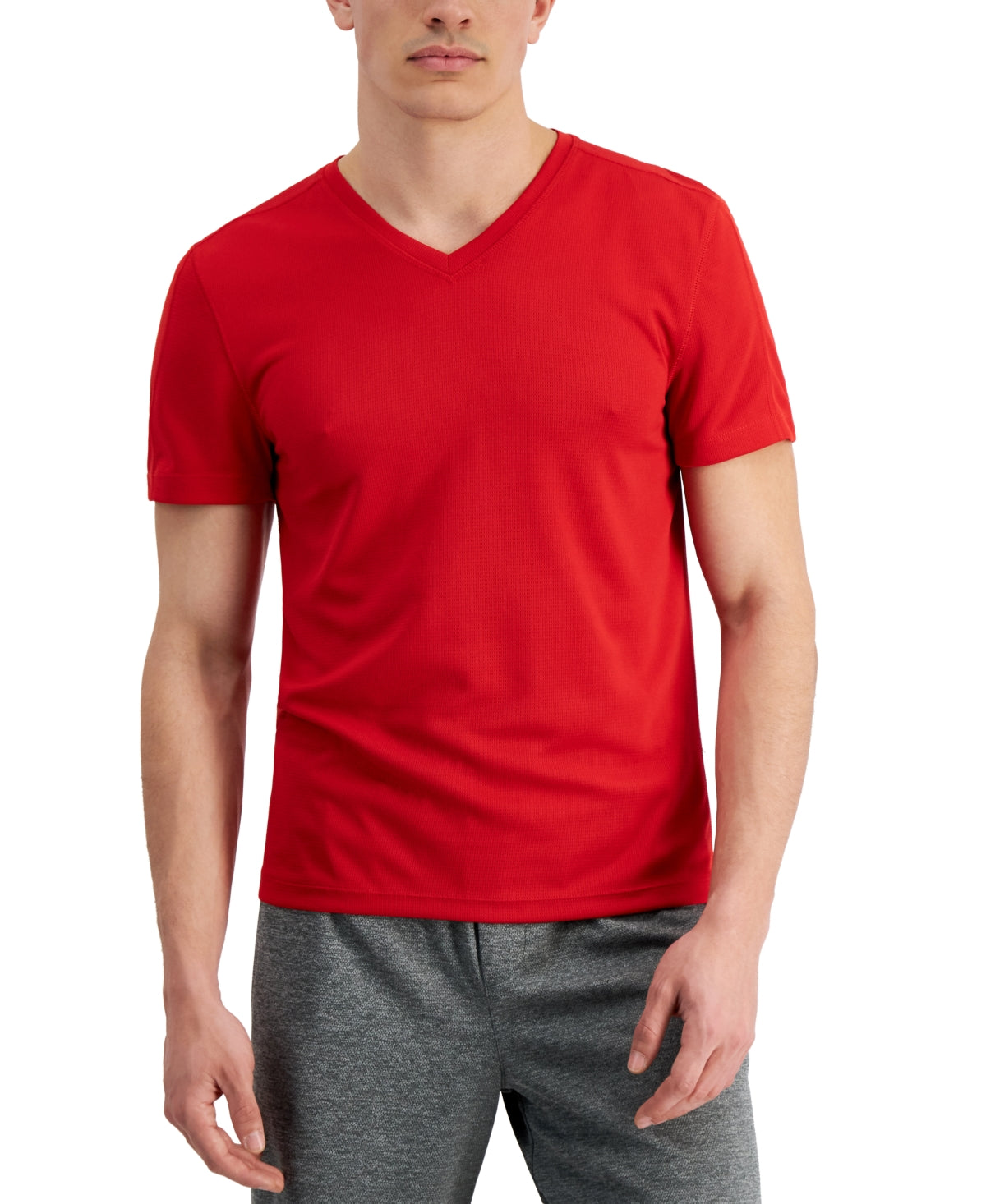 Camiseta masculina ID Ideology Birdseye Mesh com decote em V, vermelha, tamanho grande