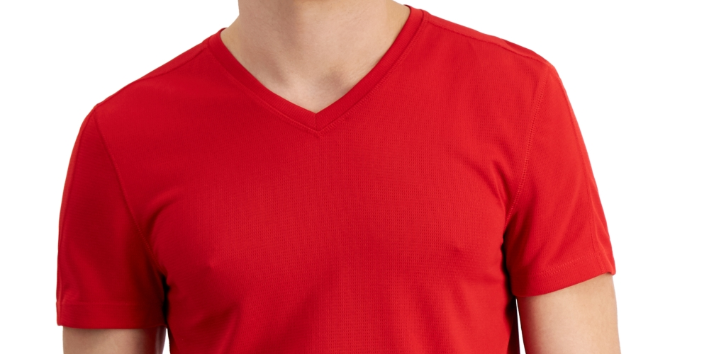 Camiseta masculina ID Ideology Birdseye Mesh com decote em V, vermelha, tamanho grande