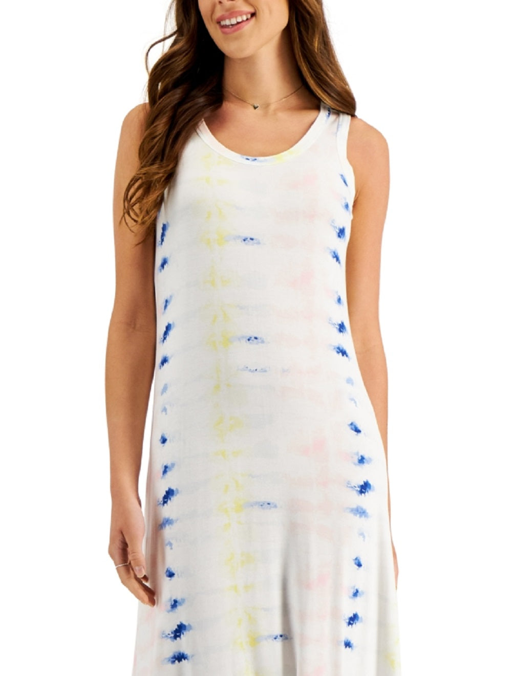 Vestido longo tie-dye feminino Style &amp; Co, branco, tamanho pequeno, médio