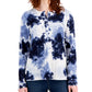 Top feminino de algodão tingido estilo &amp; co, azul, tamanho pequeno médio