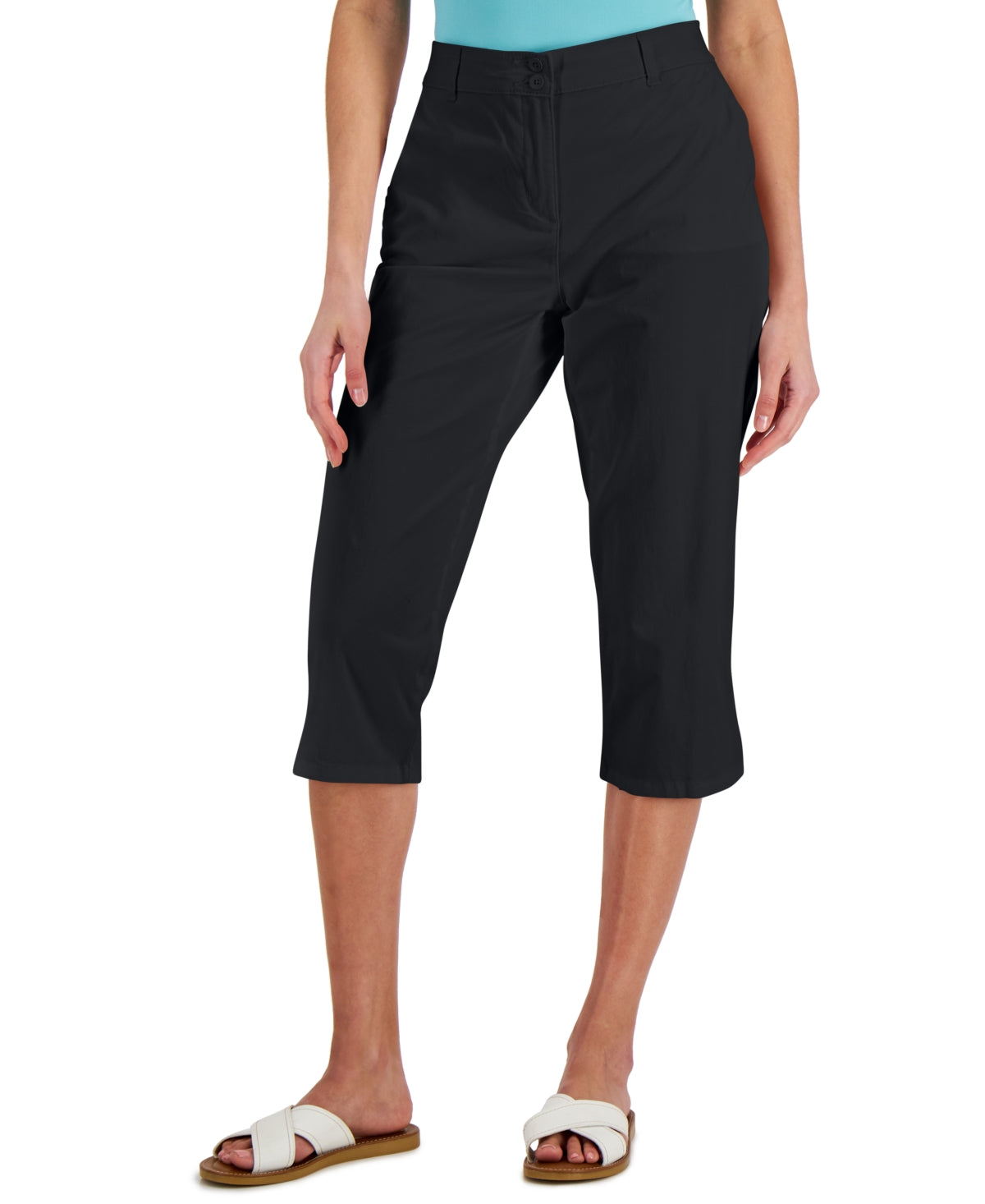 Calça Capri Karen Scott Feminina Comfort Waist Preta Tamanho 14 Petite