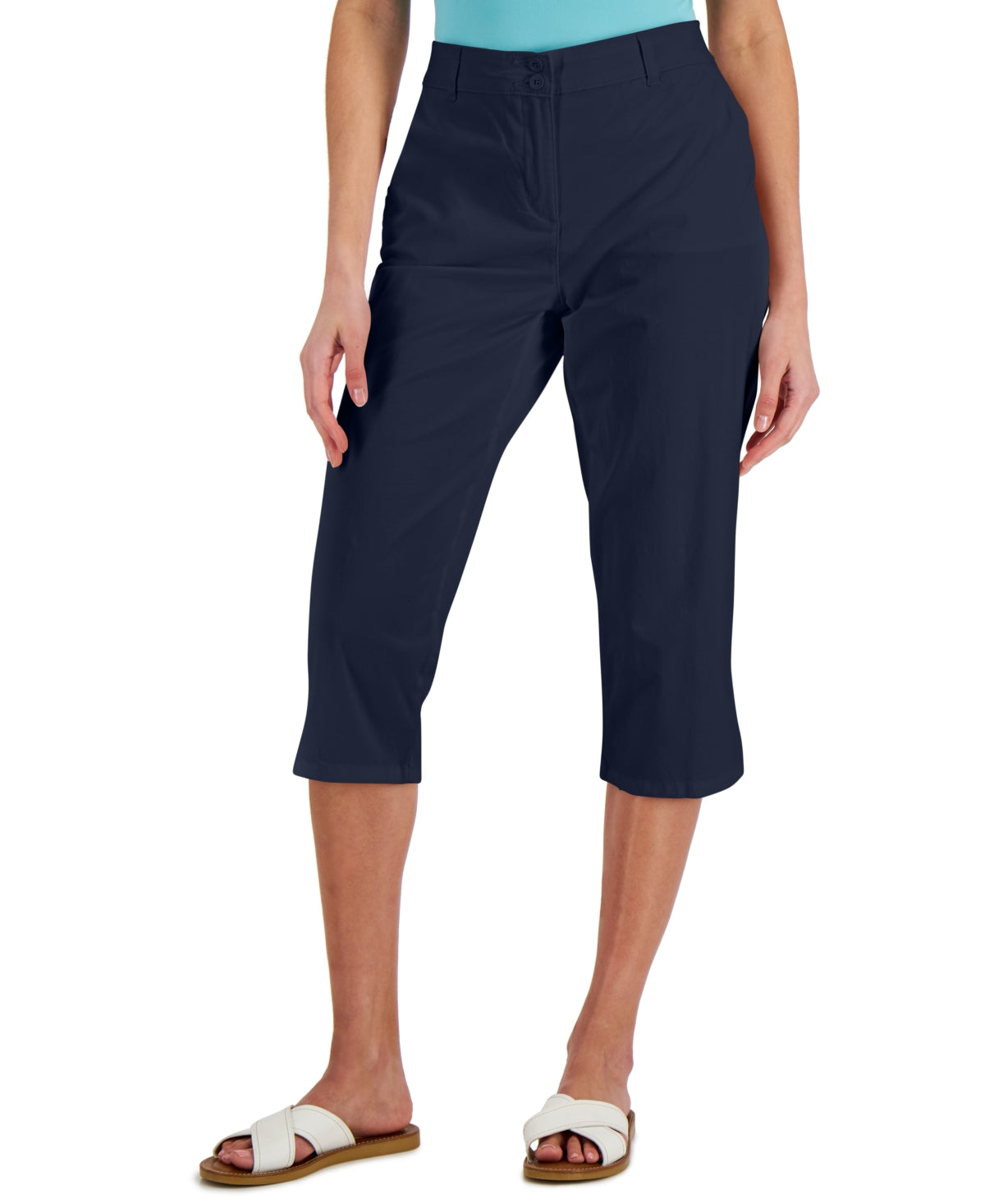Calça Capri Karen Scott Comfort-Waist Feminina Azul Tamanho 6 Petite