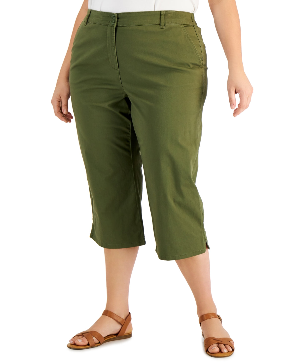 Calça Capri Karen Scott Comfort Waist Feminina Verde Tamanho 18W