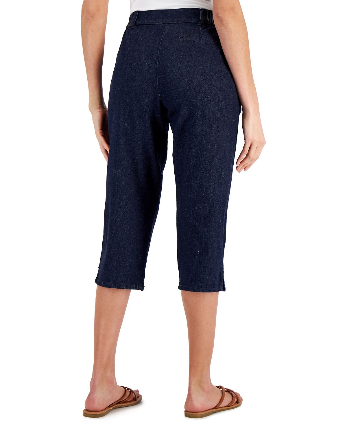 Calça Capri Karen Scott Comfort-Waist Feminina Azul Tamanho 14