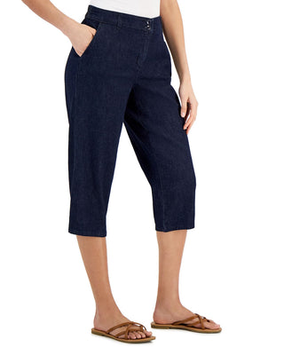 Karen Scott Women's Comfort-Waist Capri Pants Blue Size 14