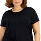 Camiseta feminina ID Ideology com amarração frontal, preta, tamanho 3X