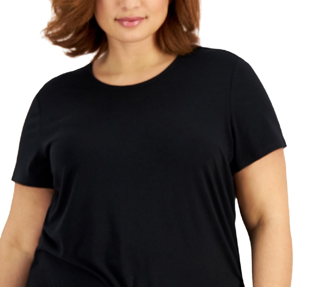 Camiseta feminina ID Ideology com amarração frontal, preta, tamanho 3X