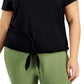 Camiseta feminina ID Ideology com amarração frontal, preta, tamanho 3X