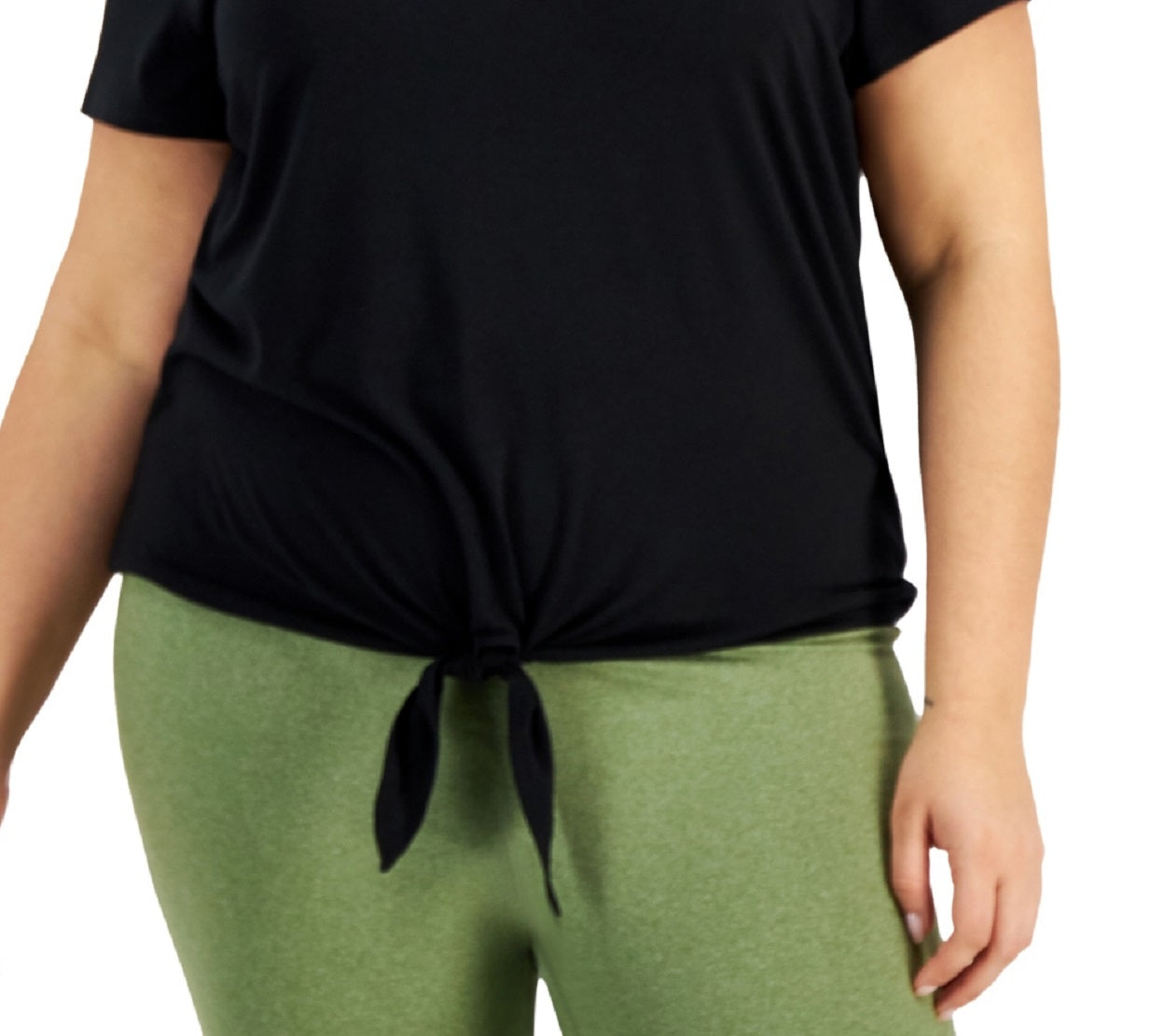 Camiseta feminina ID Ideology com amarração frontal, preta, tamanho 3X