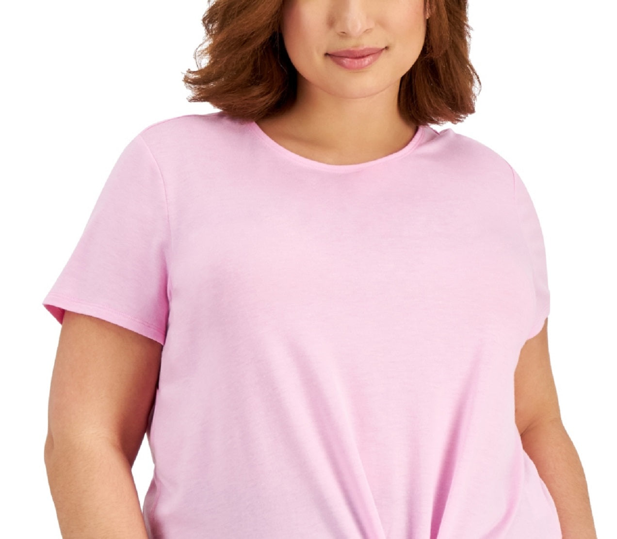 Camiseta feminina ID Ideology com amarração frontal, rosa, tamanho 3X
