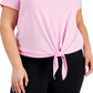 Camiseta feminina ID Ideology com amarração frontal, rosa, tamanho 3X