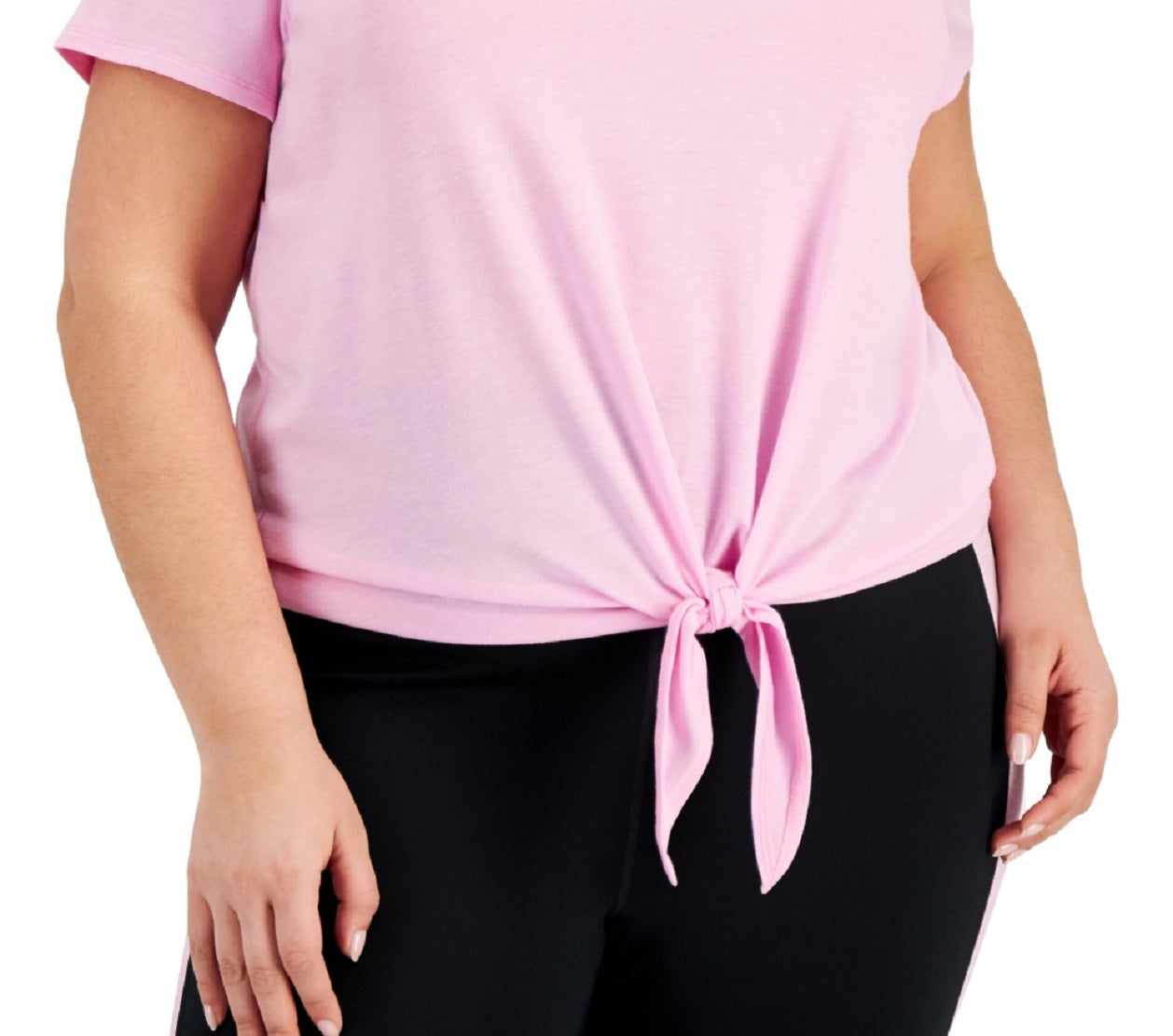 Camiseta feminina ID Ideology com amarração frontal, rosa, tamanho 3X