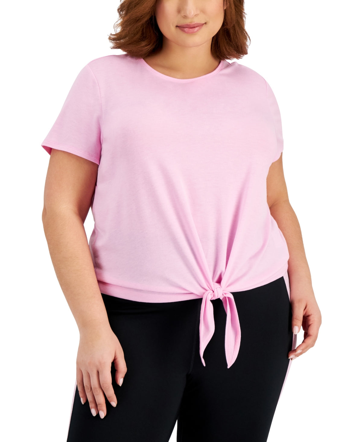 Camiseta feminina ID Ideology com amarração frontal, rosa, tamanho 3X
