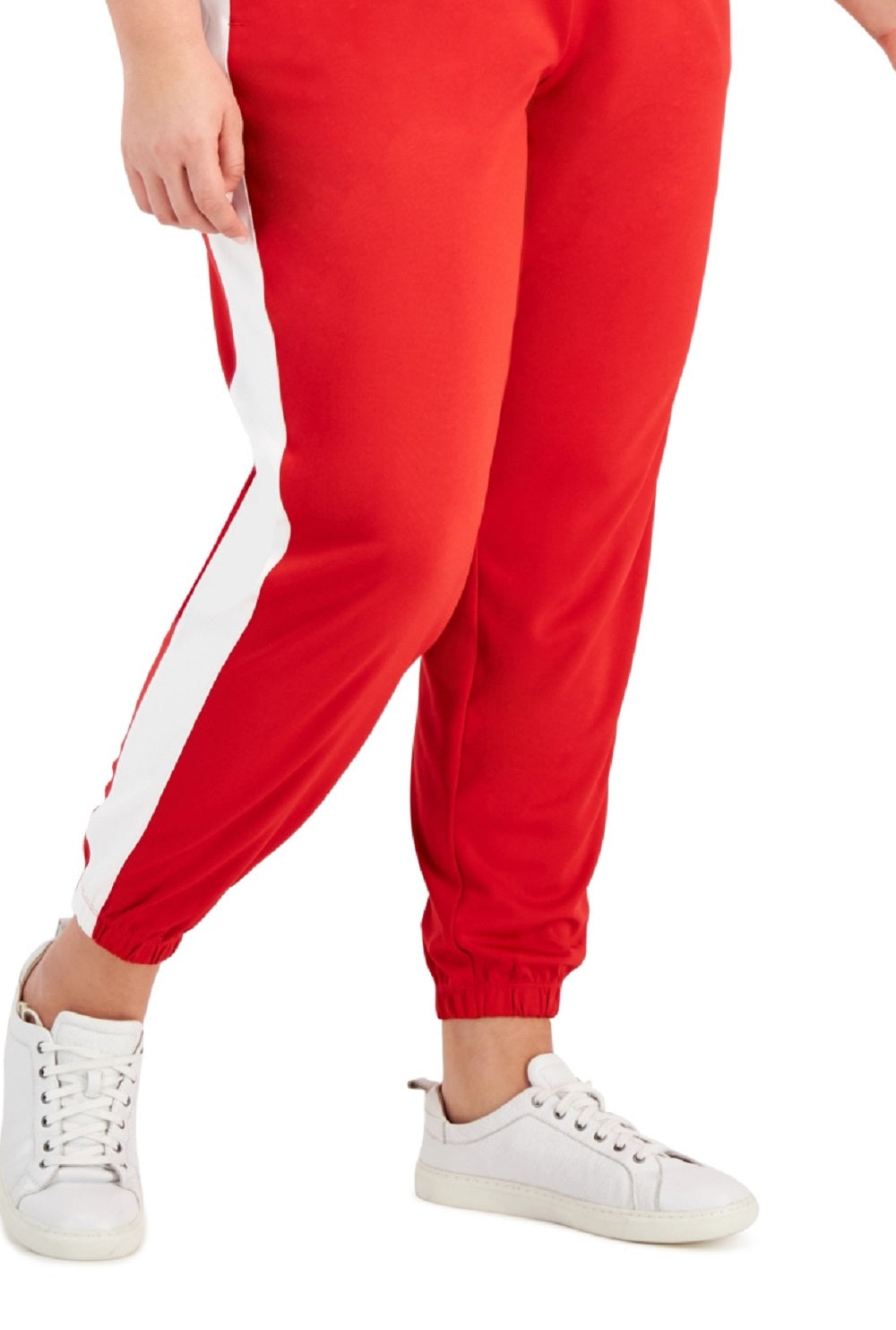 Calça de corrida listrada feminina ID Ideology vermelha tamanho 3X