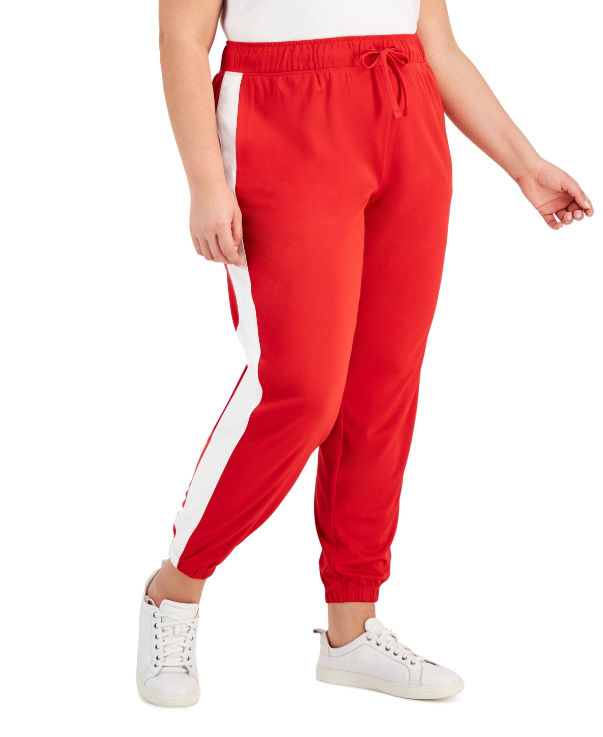 Calça de corrida listrada feminina ID Ideology vermelha tamanho 3X