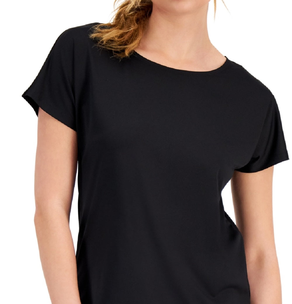 Camiseta feminina leve e tecnológica ID Ideology, preta, tamanho pequeno