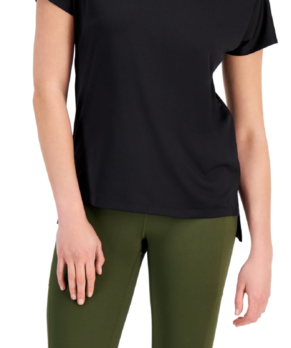 Camiseta feminina leve e tecnológica ID Ideology, preta, tamanho pequeno