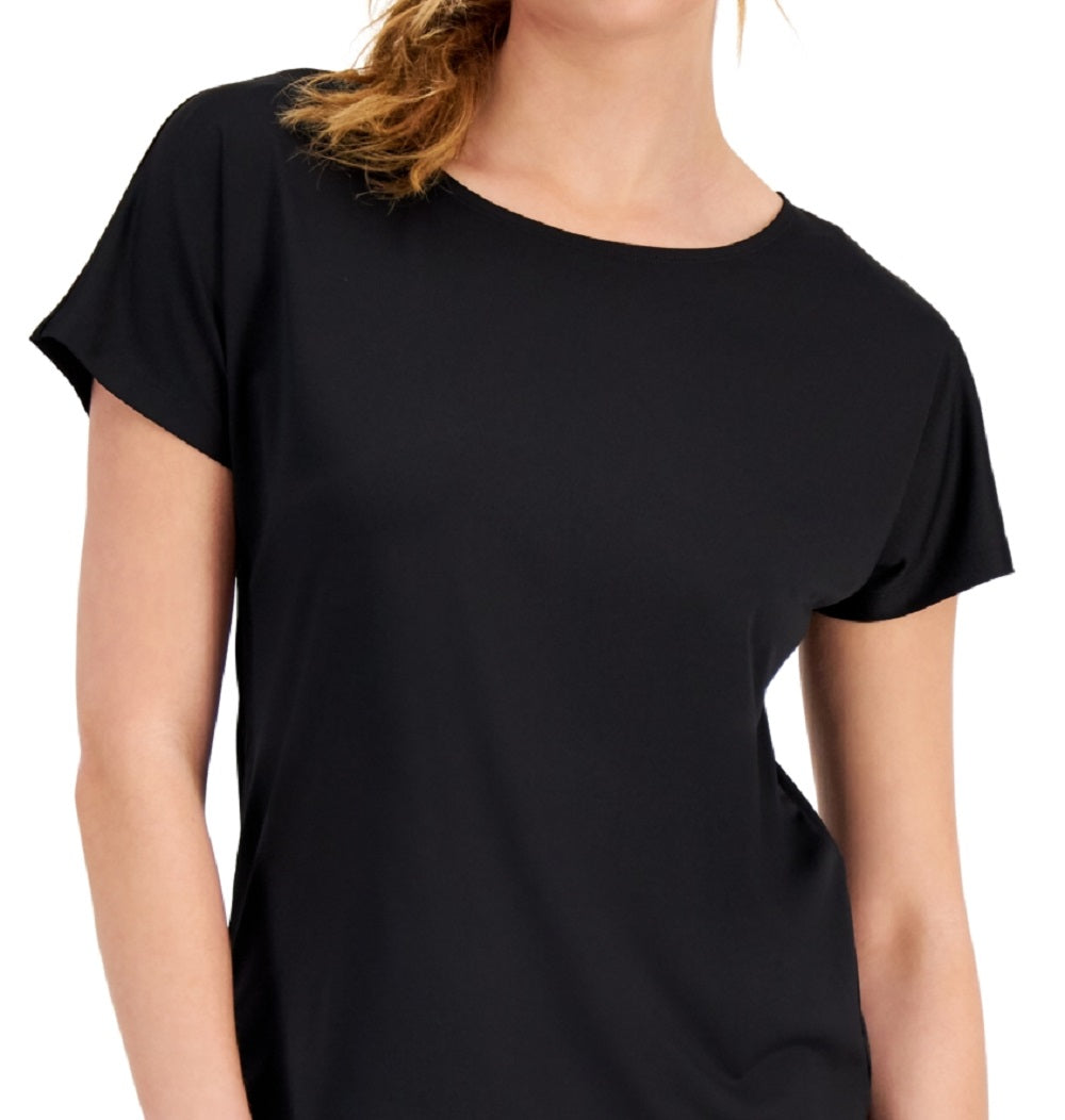 Camiseta feminina leve e tecnológica ID Ideology, preta, tamanho grande
