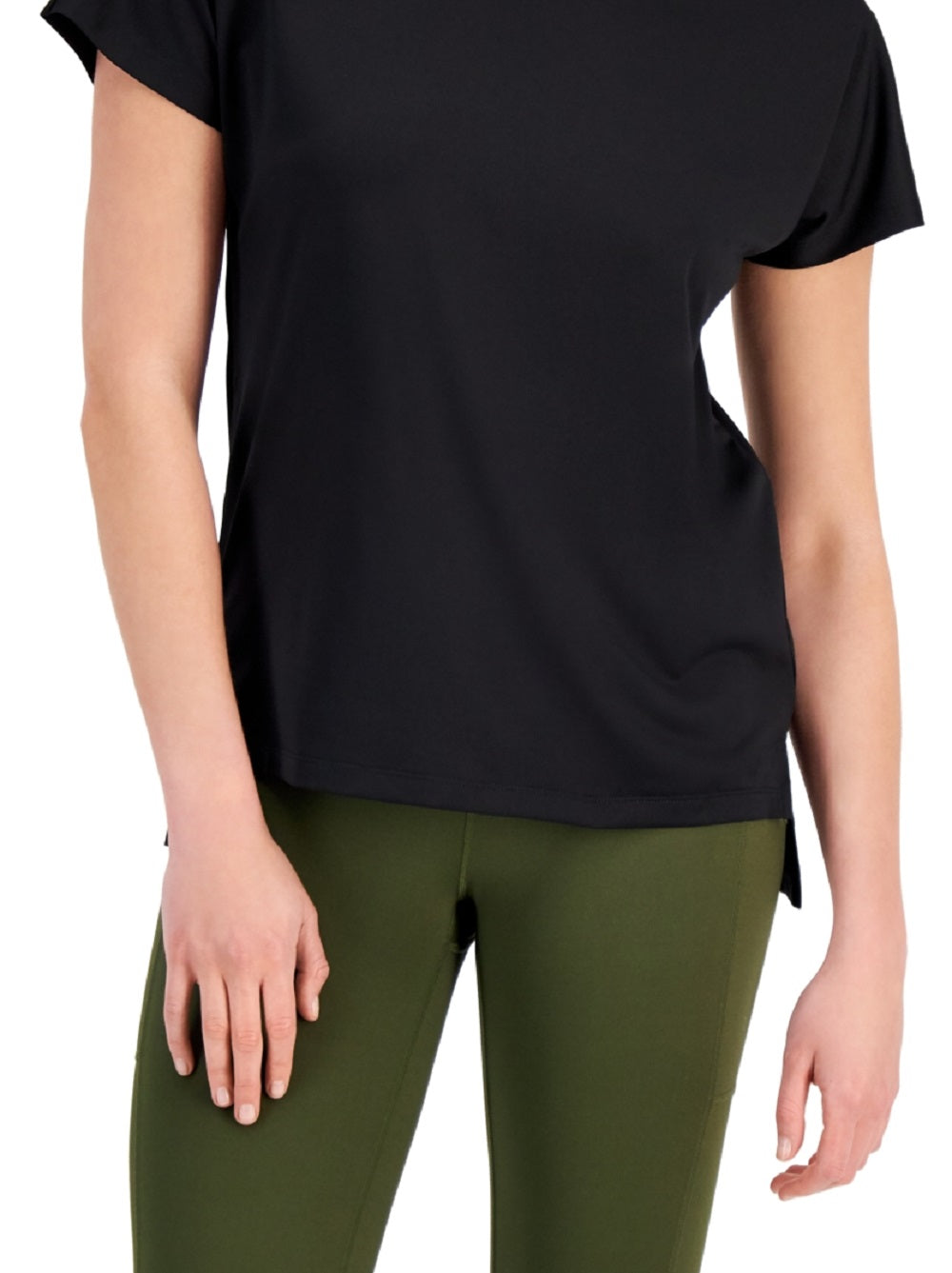 Camiseta feminina leve e tecnológica ID Ideology, preta, tamanho grande