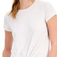 Camiseta feminina ID Ideology com nó frontal, branca, tamanho pequeno
