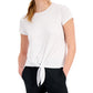 Camiseta feminina ID Ideology com nó frontal, branca, tamanho pequeno
