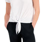 Camiseta feminina ID Ideology com nó frontal, branca, tamanho médio