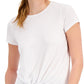Camiseta feminina ID Ideology com nó frontal, branca, tamanho grande