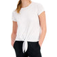 Camiseta feminina ID Ideology com nó frontal, branca, tamanho XX-G