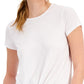 Camiseta feminina ID Ideology com nó frontal, branca, tamanho XX-G